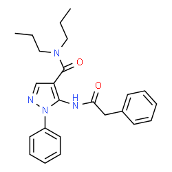 ChemSpider 2D Image | 1-Phenyl-5-[(phenylacetyl)amino]-N,N-dipropyl-1H-pyrazole-4-carboxamide | C24H28N4O2