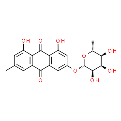 ChemSpider 2D Image | 4,5-Dihydroxy-7-methyl-9,10-dioxo-9,10-dihydro-2-anthracenyl 6-deoxy-beta-D-allopyranoside | C21H20O9