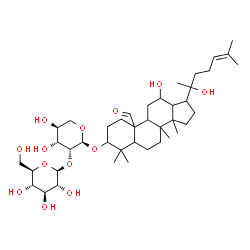 ChemSpider 2D Image | 12,20-Dihydroxy-19-oxodammar-24-en-3-yl 2-O-beta-D-glucopyranosyl-alpha-L-lyxopyranoside | C41H68O13