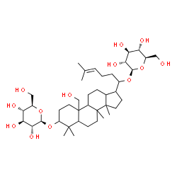 ChemSpider 2D Image | (2R,3S,4S,5R,6R)-2-(Hydroxymethyl)-6-{[10-(hydroxymethyl)-4,4,8,14-tetramethyl-17-(5-methyl-1-{[(2R,3R,4S,5S,6R)-3,4,5-trihydroxy-6-(hydroxymethyl)tetrahydro-2H-pyran-2-yl]oxy}-4-hexen-1-yl)hexadecahy
dro-1H-cyclopenta[a]phenanthren-3-yl]oxy}tetrahydro-2H-pyran-3,4,5-triol | C41H70O13