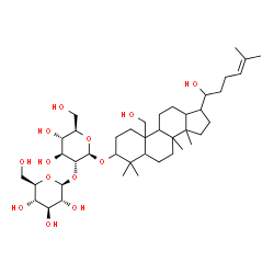 ChemSpider 2D Image | (2S,3R,4S,5S,6R)-2-{[(2R,3R,4S,5S,6R)-4,5-Dihydroxy-6-(hydroxymethyl)-2-{[10-(hydroxymethyl)-17-(1-hydroxy-5-methyl-4-hexen-1-yl)-4,4,8,14-tetramethylhexadecahydro-1H-cyclopenta[a]phenanthren-3-yl]oxy
}tetrahydro-2H-pyran-3-yl]oxy}-6-(hydroxymethyl)tetrahydro-2H-pyran-3,4,5-triol | C41H70O13