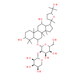 ChemSpider 2D Image | 3,12,25-Trihydroxy-20,24-epoxydammaran-6-yl 2-O-beta-D-ribopyranosyl-beta-D-allopyranoside | C41H70O14
