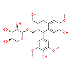 ChemSpider 2D Image | [(2S)-7-Hydroxy-1-(4-hydroxy-3,5-dimethoxyphenyl)-3-(hydroxymethyl)-6-methoxy-1,2,3,4-tetrahydro-2-naphthalenyl]methyl beta-D-xylopyranoside | C26H34O11