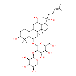 ChemSpider 2D Image | 3,12,20-Trihydroxydammar-24-en-6-yl 2-O-alpha-D-xylopyranosyl-beta-D-glucopyranoside | C41H70O13