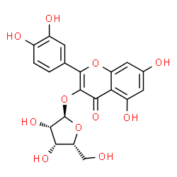ChemSpider 2D Image | 2-(3,4-Dihydroxyphenyl)-5,7-dihydroxy-4-oxo-4H-chromen-3-yl alpha-D-lyxofuranoside | C20H18O11