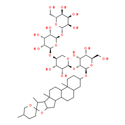 ChemSpider 2D Image | (2S,3R,4R,5S,6R)-2-{[(2S,3S,4S,5R,6R)-6-{[(3S,4S,5R,6S)-6-({(2R,3R,4R,5S,6R)-4,5-Dihydroxy-6-(hydroxymethyl)-2-[(4a,5',6a,7-tetramethyldocosahydrospiro[naphtho[2',1':4,5]indeno[2,1-b]furan-8,2'-pyran]
-2-yl)oxy]tetrahydro-2H-pyran-3-yl}oxy)-4,5-dihydroxytetrahydro-2H-pyran-3-yl]oxy}-3,4,5-trihydroxytetrahydro-2H-pyran-2-yl]oxy}-6-(hydroxymethyl)tetrahydro-2H-pyran-3,4,5-triol | C49H80O22