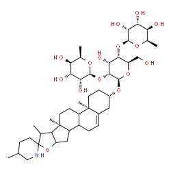 ChemSpider 2D Image | (3beta,8xi,9xi,14xi,16xi,17xi,20xi)-Spirosol-5-en-3-yl 6-deoxy-beta-D-gulopyranosyl-(1->2)-[6-deoxy-beta-D-gulopyranosyl-(1->4)]-beta-D-allopyranoside | C45H73NO15