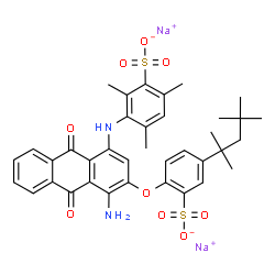ChemSpider 2D Image | Disodium 3-({4-amino-9,10-dioxo-3-[2-sulfonato-4-(2,4,4-trimethyl-2-pentanyl)phenoxy]-9,10-dihydro-1-anthracenyl}amino)-2,4,6-trimethylbenzenesulfonate | C37H38N2Na2O9S2