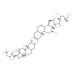 ChemSpider 2D Image | (2R,3'S,4a'S,5R,5a'S,6a'R,6b'S,11a'R,13'S,13a'S,13b'R,16a'R,17b'S,22a'R,24a'R)-3,3'',13',13b',22b'-Pentahydroxy-5-(hydroxymethyl)-4',5,5'',5'',11a',13a',14',22a'-octamethyl-4,4',4'',4a',5,5',5'',5a',7
',8',8a',9',11',11a',11b',12',13',13a',13b',14',16a',17b',18',19',19a',20',22',22a',22b',23'-triacontahydro-3H,3''H-dispiro[furan-2,15'-furo[3'',2'':3',4']cyclopenta[1',2':5,6]naphtho[1,2-b]oxireno[1'
,5']pyrano[3'',4'':2',3']cyclopenta[1',2':5, | C54H74N2O12