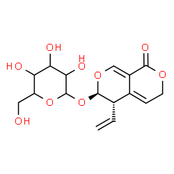 ChemSpider 2D Image | (5S,6R)-1-Oxo-5-vinyl-5,6-dihydro-1H,3H-pyrano[3,4-c]pyran-6-yl hexopyranoside | C16H20O9