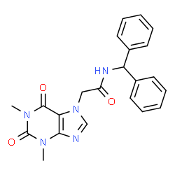 ChemSpider 2D Image | 2-(1,3-dimethyl-2,6-dioxopurin-7-yl)-N-(diphenylmethyl)acetamide | C22H21N5O3