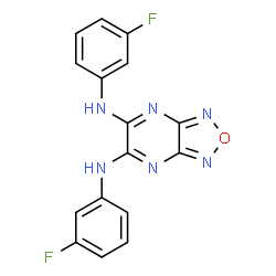 ChemSpider 2D Image | N,N'-Bis(3-fluorophenyl)[1,2,5]oxadiazolo[3,4-b]pyrazine-5,6-diamine | C16H10F2N6O