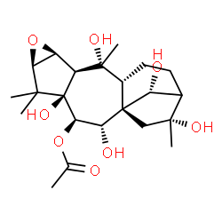 ChemSpider 2D Image | (2beta,3beta,6beta,7alpha,14R)-5,7,10,14,16-Pentahydroxy-2,3-epoxygrayanotoxan-6-yl acetate | C22H34O8