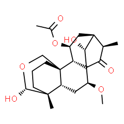 ChemSpider 2D Image | (5beta,7beta,9beta,10alpha,11beta,13alpha,14R,16beta,18R)-14,18-Dihydroxy-7-methoxy-15-oxo-18,20-epoxykauran-11-yl acetate | C23H34O7