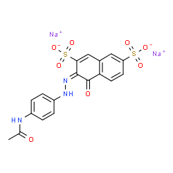 ChemSpider 2D Image | Disodium (3E)-3-[(4-acetamidophenyl)hydrazono]-4-oxo-3,4-dihydro-2,7-naphthalenedisulfonate | C18H13N3Na2O8S2