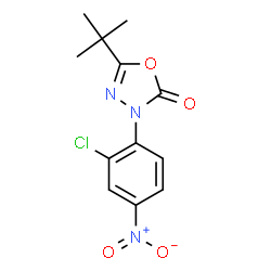 ChemSpider 2D Image | 5-tert-Butyl-3-(2-chloro-4-nitrophenyl)-1,3,4-oxadiazol-2(3H)-one | C12H12ClN3O4