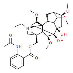 ChemSpider 2D Image | [(5xi,6beta,7beta,9xi,14alpha,16beta)-20-Ethyl-7,8-dihydroxy-1,6,14,16-tetramethoxyaconitan-4-yl]methyl 2-acetamidobenzoate | C34H48N2O9