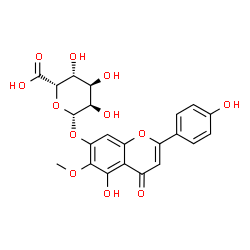 ChemSpider 2D Image | 5-Hydroxy-2-(4-hydroxyphenyl)-6-methoxy-4-oxo-4H-chromen-7-yl beta-D-gulopyranosiduronic acid | C22H20O12
