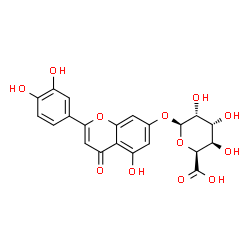 ChemSpider 2D Image | 2-(3,4-Dihydroxyphenyl)-5-hydroxy-4-oxo-4H-chromen-7-yl beta-D-gulopyranosiduronic acid | C21H18O12