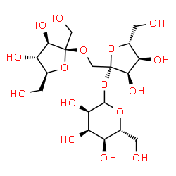 ChemSpider 2D Image | beta-L-Fructofuranosyl-(2->1)-beta-D-psicofuranosyl D-allopyranoside | C18H32O16