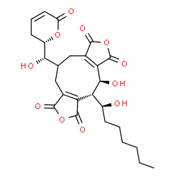 ChemSpider 2D Image | (4S,5S)-4-Hydroxy-5-[(1S)-1-hydroxyheptyl]-10-{(S)-hydroxy[(2S)-6-oxo-3,6-dihydro-2H-pyran-2-yl]methyl}-5,9,10,11-tetrahydro-1H-furo[3',4':5,6]cyclonona[1,2-c]furan-1,3,6,8(4H)-tetrone | C26H30O11