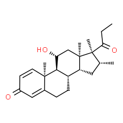 ChemSpider 2D Image | (8S,9S,10S,11R,13R,14R,16R,17S)-11-Hydroxy-10,13,16,17-tetramethyl-17-propionyl-6,7,8,9,10,11,12,13,14,15,16,17-dodecahydro-3H-cyclopenta[a]phenanthren-3-one | C24H34O3