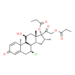 ChemSpider 2D Image | (7beta,8alpha,10alpha,11beta,14beta,16alpha)-7-Chloro-11-hydroxy-16-methyl-3,20-dioxopregna-1,4-diene-17,21-diyl dipropanoate | C28H37ClO7
