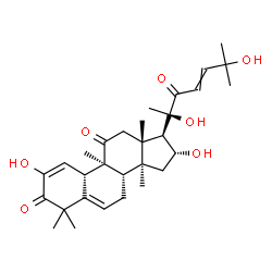 ChemSpider 2D Image | (4S,9alpha,16alpha)-2,16,20,25-Tetrahydroxy-9,10,14-trimethyl-4,9-cyclo-9,10-secocholesta-2,5,23-triene-1,11,22-trione | C30H42O7
