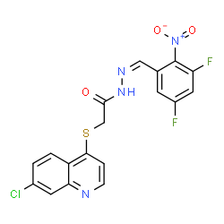 ChemSpider 2D Image | 2-[(7-Chloro-4-quinolinyl)sulfanyl]-N'-[(Z)-(3,5-difluoro-2-nitrophenyl)methylene]acetohydrazide | C18H11ClF2N4O3S