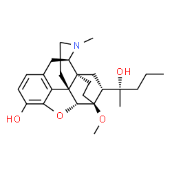 ChemSpider 2D Image | (5alpha,14beta,18R)-18-[(2S)-2-Hydroxy-2-pentanyl]-6-methoxy-17-methyl-18,19-dihydro-4,5-epoxy-6,14-ethenomorphinan-3-ol | C25H35NO4