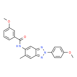 ChemSpider 2D Image | 3-Methoxy-N-[2-(4-methoxyphenyl)-6-methyl-2H-benzotriazol-5-yl]benzamide | C22H20N4O3