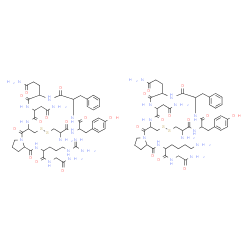 ChemSpider 2D Image | 1-{[19-Amino-7-(2-amino-2-oxoethyl)-10-(3-amino-3-oxopropyl)-13-benzyl-16-(4-hydroxybenzyl)-6,9,12,15,18-pentaoxo-1,2-dithia-5,8,11,14,17-pentaazacycloicosan-4-yl]carbonyl}prolylarginylglycinamide - 1
-{[19-amino-7-(2-amino-2-oxoethyl)-10-(3-amino-3-oxopropyl)-13-benzyl-16-(4-hydroxybenzyl)-6,9,12,15,18-pentaoxo-1,2-dithia-5,8,11,14,17-pentaazacycloicosan-4-yl]carbonyl}prolyllysylglycinamide (1:1) | C92H130N28O24S4