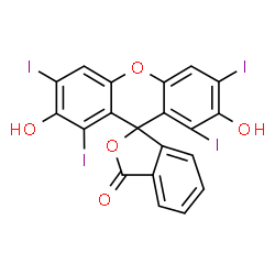 ChemSpider 2D Image | 2',7'-Dihydroxy-1',3',6',8'-tetraiodo-3H-spiro[2-benzofuran-1,9'-xanthen]-3-one | C20H8I4O5