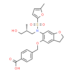 ChemSpider 2D Image | 4-{[(6-{[(2R)-3-Hydroxy-2-methylpropyl][(5-methyl-2-furyl)sulfonyl]amino}-2,3-dihydro-1-benzofuran-5-yl)oxy]methyl}benzoic acid | C25H27NO8S