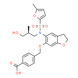 ChemSpider 2D Image | 4-{[(5-{[(2S)-3-Hydroxy-2-methylpropyl][(5-methyl-2-furyl)sulfonyl]amino}-2,3-dihydro-1-benzofuran-6-yl)oxy]methyl}benzoic acid | C25H27NO8S