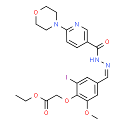 ChemSpider 2D Image | Ethyl {2-iodo-6-methoxy-4-[(Z)-({[6-(4-morpholinyl)-3-pyridinyl]carbonyl}hydrazono)methyl]phenoxy}acetate | C22H25IN4O6
