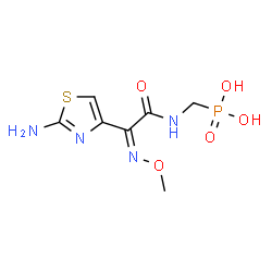 ChemSpider 2D Image | ({[(2Z)-2-(2-Amino-1,3-thiazol-4-yl)-2-(methoxyimino)acetyl]amino}methyl)phosphonic acid | C7H11N4O5PS