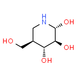 ChemSpider 2D Image | (2R,3S,4R,5R)-5-(Hydroxymethyl)-2,3,4-piperidinetriol | C6H13NO4