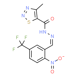ChemSpider 2D Image | 4-Methyl-N'-{(Z)-[2-nitro-5-(trifluoromethyl)phenyl]methylene}-1,2,3-thiadiazole-5-carbohydrazide | C12H8F3N5O3S