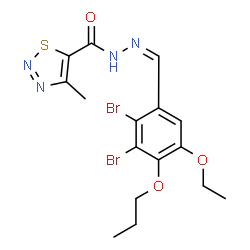 ChemSpider 2D Image | N'-[(Z)-(2,3-Dibromo-5-ethoxy-4-propoxyphenyl)methylene]-4-methyl-1,2,3-thiadiazole-5-carbohydrazide | C16H18Br2N4O3S