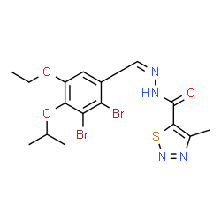 ChemSpider 2D Image | N'-[(Z)-(2,3-Dibromo-5-ethoxy-4-isopropoxyphenyl)methylene]-4-methyl-1,2,3-thiadiazole-5-carbohydrazide | C16H18Br2N4O3S
