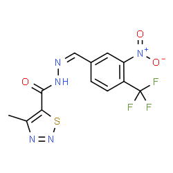 ChemSpider 2D Image | 4-Methyl-N'-{(Z)-[3-nitro-4-(trifluoromethyl)phenyl]methylene}-1,2,3-thiadiazole-5-carbohydrazide | C12H8F3N5O3S