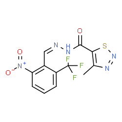 ChemSpider 2D Image | 4-Methyl-N'-{(Z)-[2-nitro-6-(trifluoromethyl)phenyl]methylene}-1,2,3-thiadiazole-5-carbohydrazide | C12H8F3N5O3S