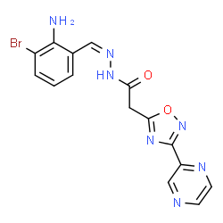 ChemSpider 2D Image | N'-[(Z)-(2-Amino-3-bromophenyl)methylene]-2-[3-(2-pyrazinyl)-1,2,4-oxadiazol-5-yl]acetohydrazide | C15H12BrN7O2