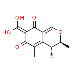 ChemSpider 2D Image | (3S,4R)-7-(Dihydroxymethylene)-3,4,5-trimethyl-3H-isochromene-6,8(4H,7H)-dione | C13H14O5