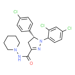 ChemSpider 2D Image | (5R)-5-(4-Chlorophenyl)-1-(2,4-dichlorophenyl)-N-(1-piperidinyl)-4,5-dihydro-1H-pyrazole-3-carboxamide | C21H21Cl3N4O