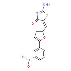 ChemSpider 2D Image | (5E)-2-Amino-5-{[5-(3-nitrophenyl)-2-furyl]methylene}-1,3-thiazol-4(5H)-one | C14H9N3O4S