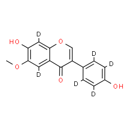 ChemSpider 2D Image | 7-Hydroxy-3-[4-hydroxy(~2~H_4_)phenyl]-6-methoxy(5,8-~2~H_2_)-4H-chromen-4-one | C16H6D6O5