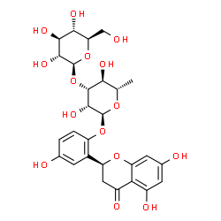 ChemSpider 2D Image | 2-[(2S)-5,7-Dihydroxy-4-oxo-3,4-dihydro-2H-chromen-2-yl]-4-hydroxyphenyl 6-deoxy-3-O-beta-D-glucopyranosyl-alpha-L-mannopyranoside | C27H32O15