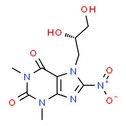 ChemSpider 2D Image | 7-[(2S)-2,3-Dihydroxypropyl]-1,3-dimethyl-8-nitro-3,7-dihydro-1H-purine-2,6-dione | C10H13N5O6